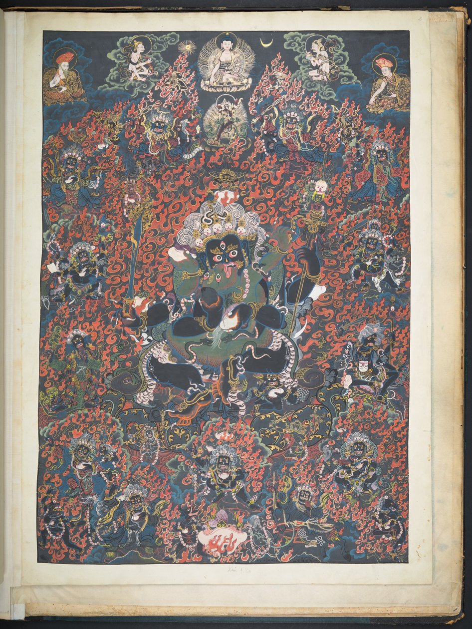Hozzáadás. Vagy. 3051    Egy 12 tibeti isteneket ábrázoló rajz egyike egy tibeti művésztől, valószínűleg Lhászában, 1800 körül    (guache papíron) alkotó: School Tibetan