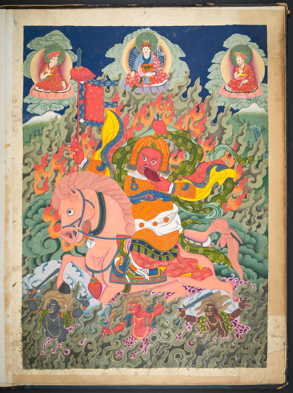Hozzáadás. Vagy. 3053    Egy 12 tibeti isteneket ábrázoló rajz egyike egy tibeti művésztől, valószínűleg Lhászában, 1800 körül    (guache papíron) alkotó: School Tibetan