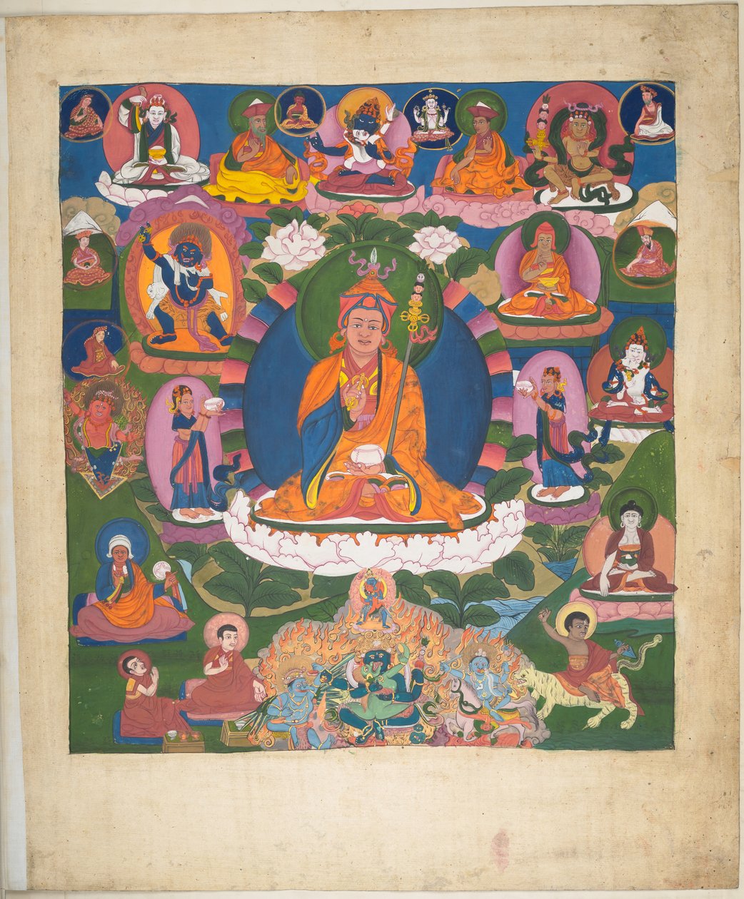Hozzáadás. Vagy. 3058    Egy 12 rajz egyike, amelyek tibeti isteneket ábrázolnak egy tibeti művésztől, valószínűleg Lhászában, 1800 körül    (guache papíron) alkotó: School Tibetan