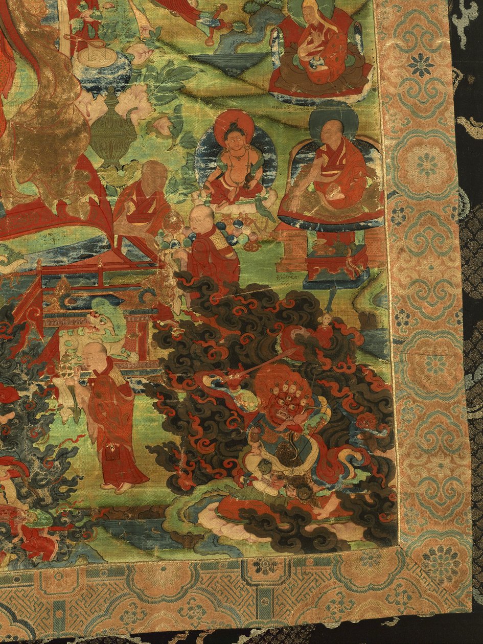 Részlet a harmadik pancsen láma Losan Penden Yeshe-ről (guache a ruhán) alkotó: School Tibetan