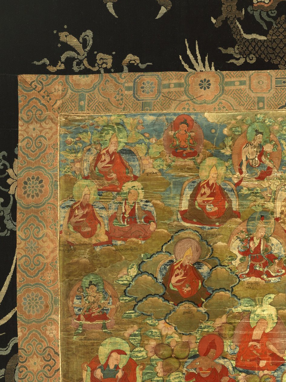 Részlet a harmadik pancsen láma Losan Penden Yeshe-ről (guache a ruhán) alkotó: School Tibetan