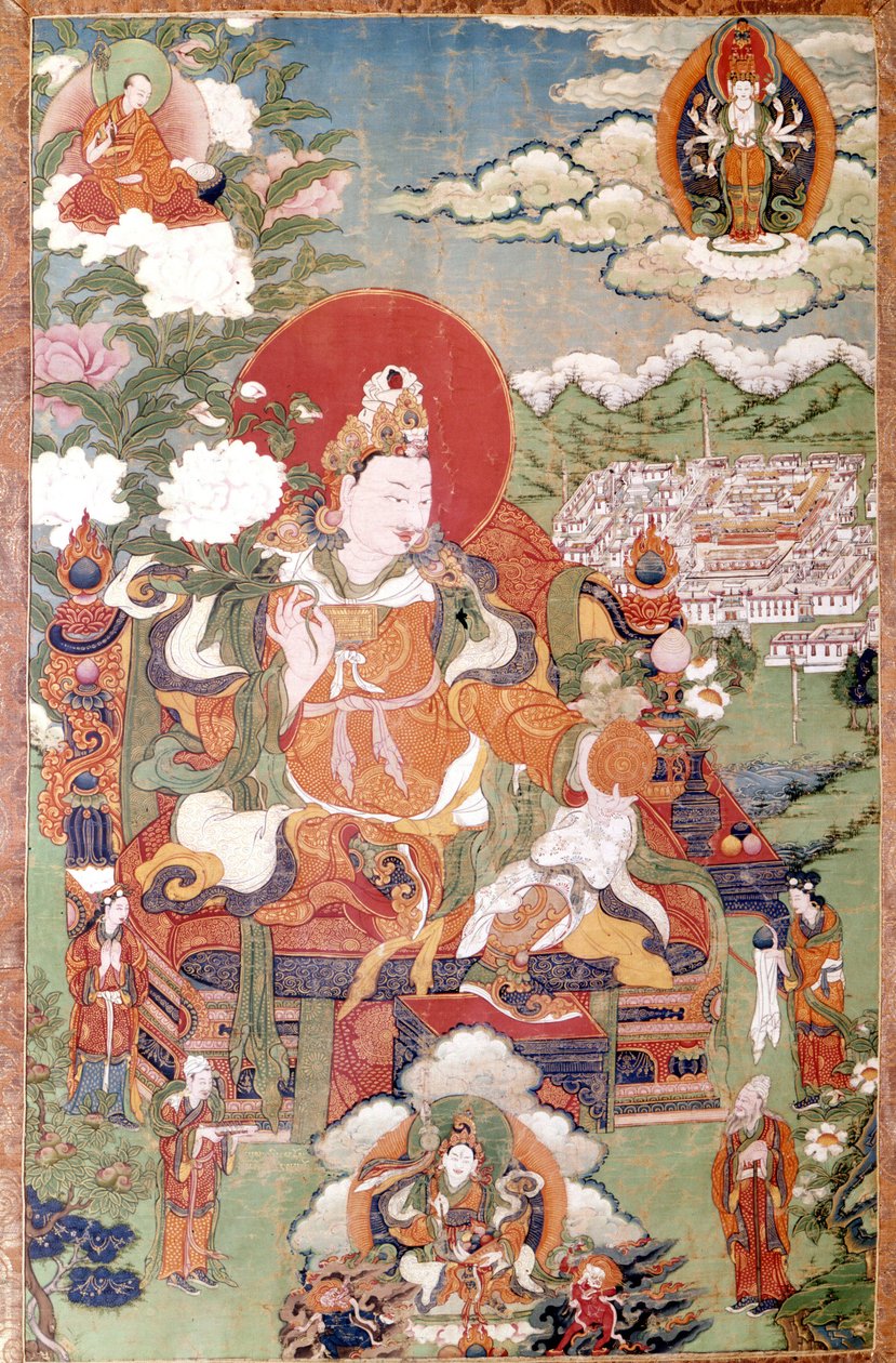 Szung-Cen-Gampo tibeti király a 7. századból. Tibeti Thai-ka, Musée Guimet, Párizs alkotó: School Tibetan