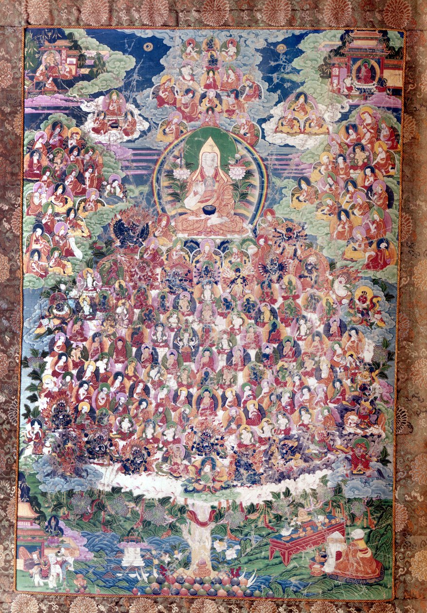 A nagy reformátor, Tsong ka Pa (az ember, aki a hagyma völgyéből jött). A kelet-tibeti Amdo tartományban született 1358-ban, felépítette Ganden és Sera kolostorait, szigorú liturgikus reformot vezetett be, és előírta a szerzetesi szabályok betartását. alkotó: School Tibetan