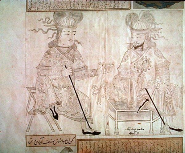 Két férfi beszélget, a 2162-es albumból (toll és tinta papíron) alkotó: School Turkish
