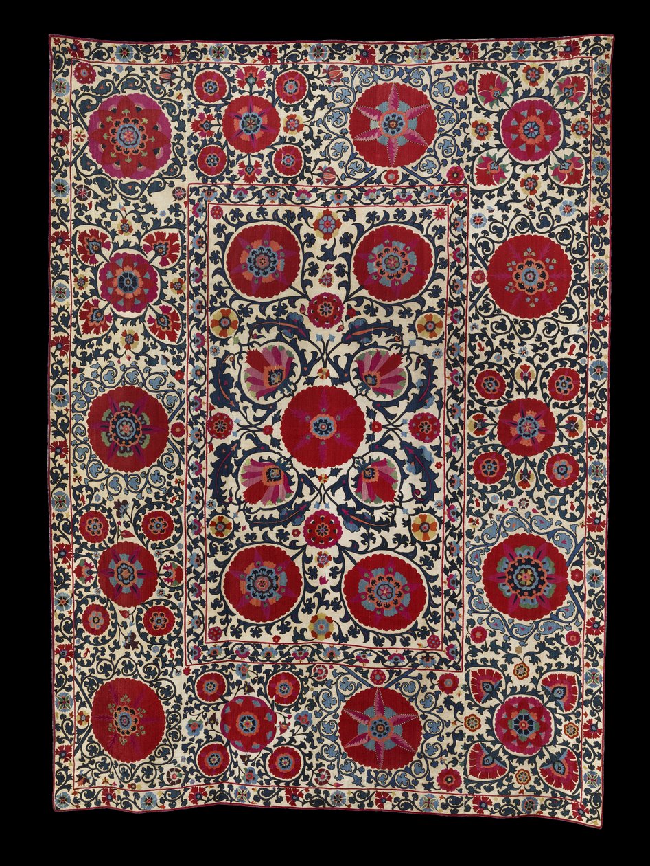 Shakhrisyabz Suzani, c. 1800 (selyem hímzés pamut alapon) alkotó: School Uzbek