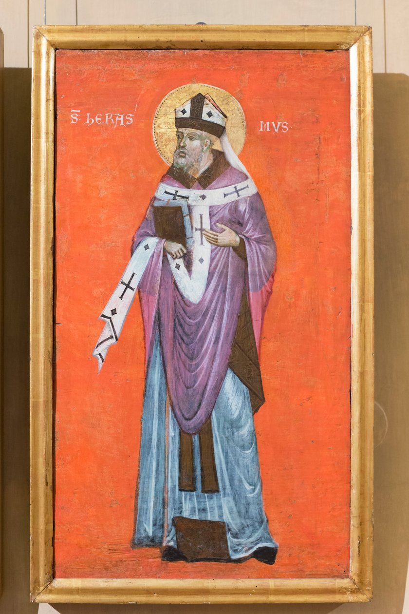 Szent Erazmus, velencei bizánci festő, 4. század első fele (olaj, tábla) alkotó: School Veneto Byzantine