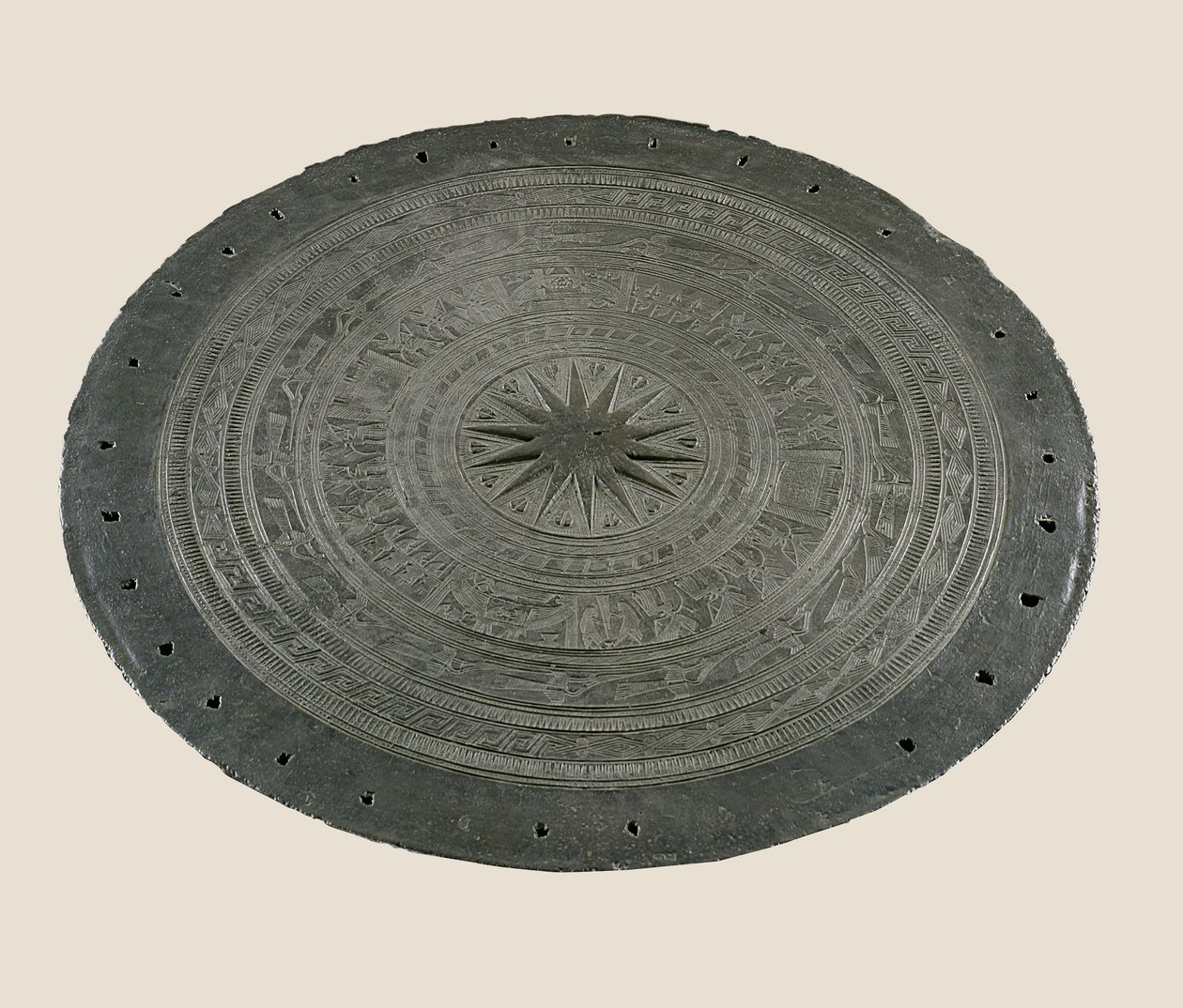 Részlet a Dong Son dob tetejéről, Kr.e. 2-1. század (bronz) alkotó: School Vietnamese