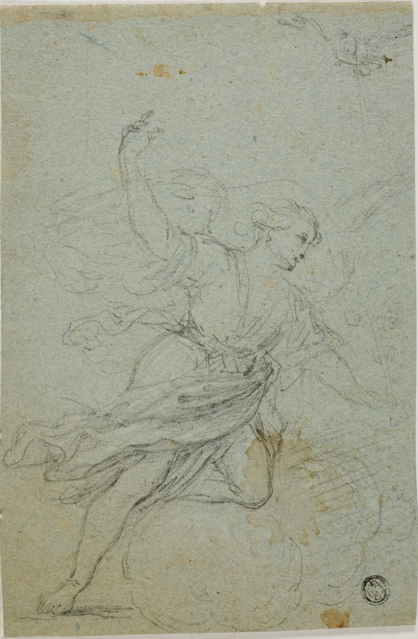 Angyal Annunciate (recto); Sámson és az oroszlán (verso) alkotó: School of Guido Reni