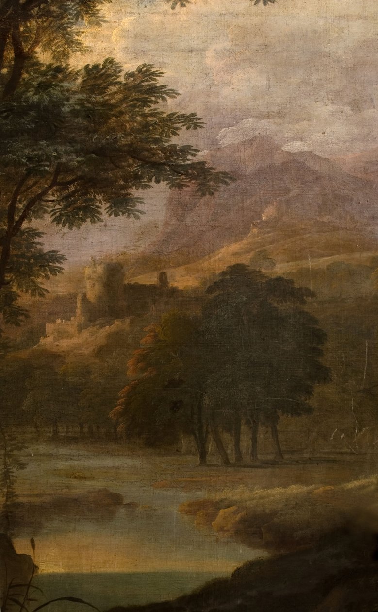 Táj a kastéllyal a távolban, 1725. alkotó: School of Jacques Rousseau