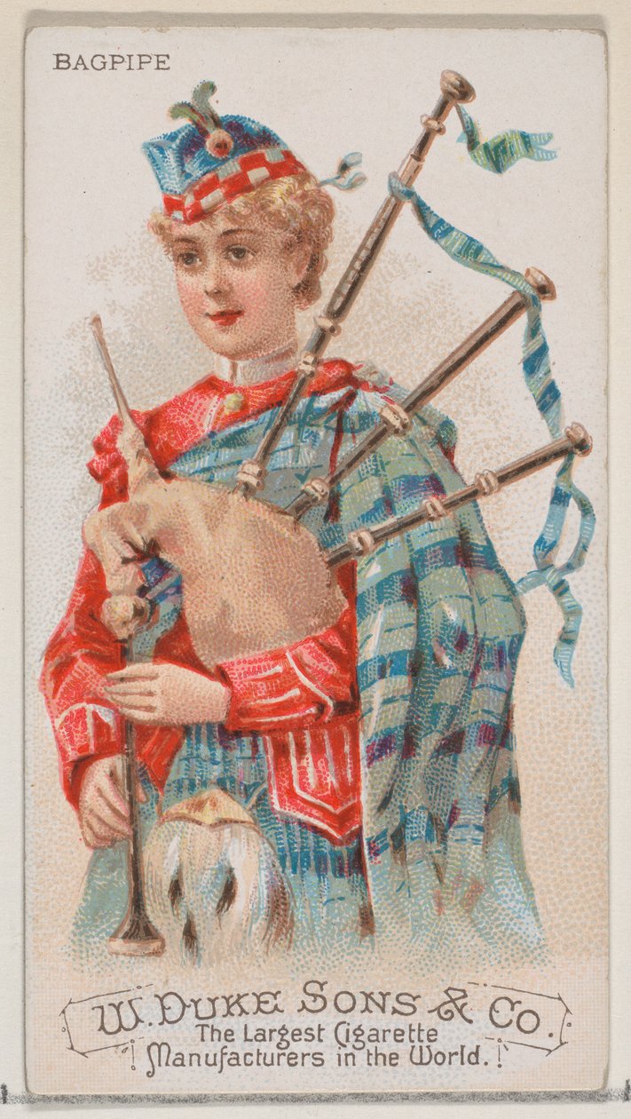 Duda, az N82 hangszerek sorozatból Duke márkájú cigarettákhoz, 1888., 1888. alkotó: Schumacher and Ettlinger