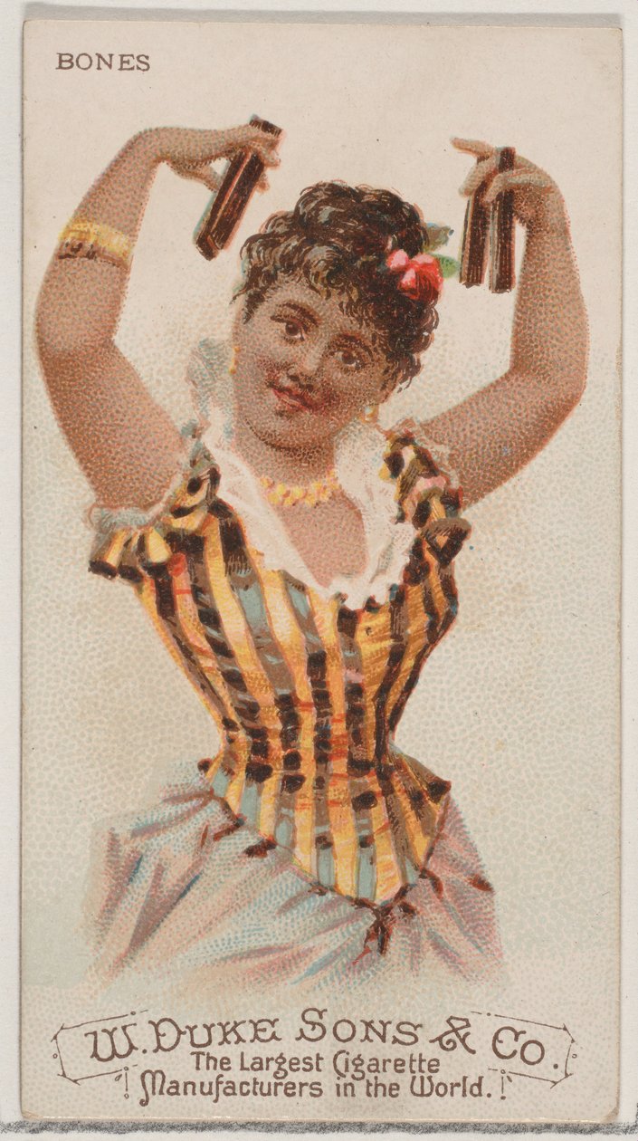 Bones, a Musical Instruments sorozatból N82 Duke márkájú cigarettákhoz, 1888., 1888. alkotó: Schumacher and Ettlinger