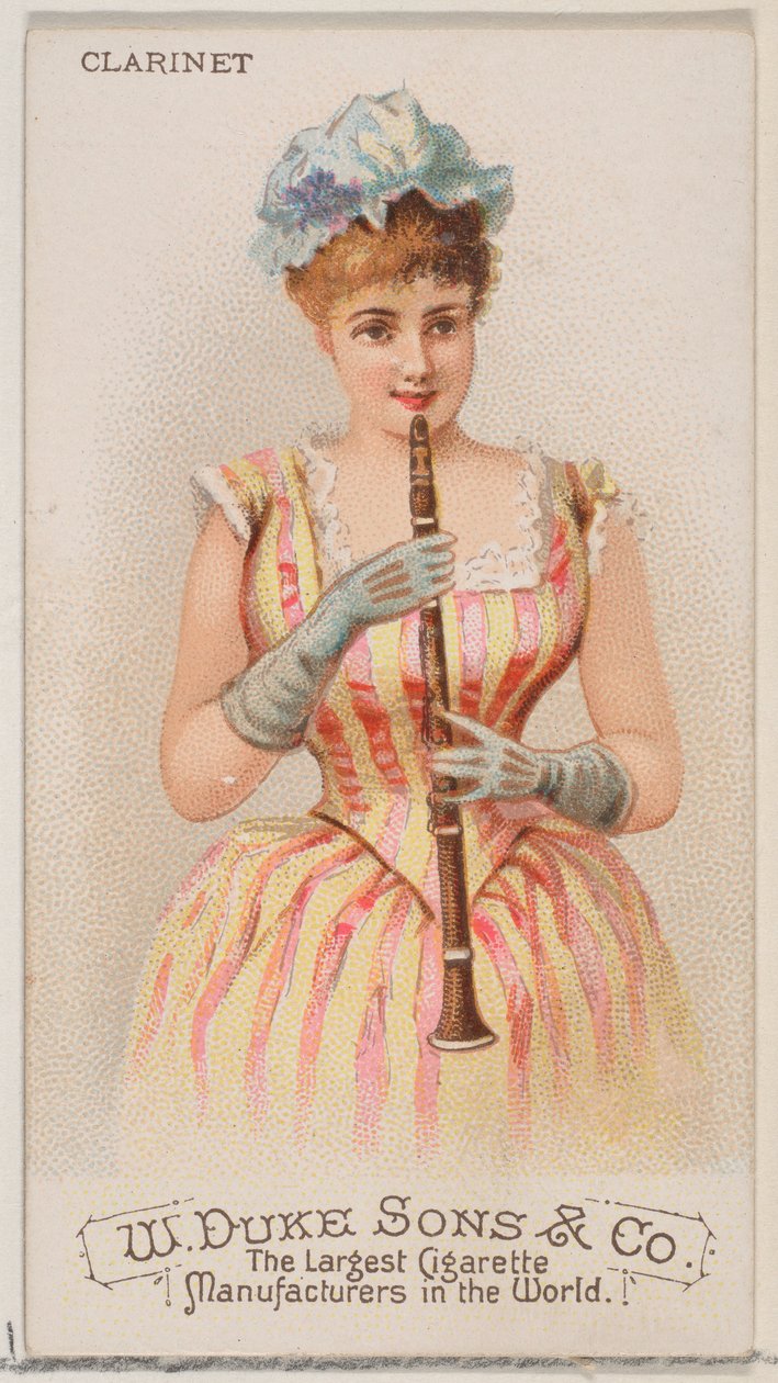 Klarinét, az N82 hangszerek sorozatból Duke márkájú cigarettákhoz, 1888., 1888. alkotó: Schumacher and Ettlinger