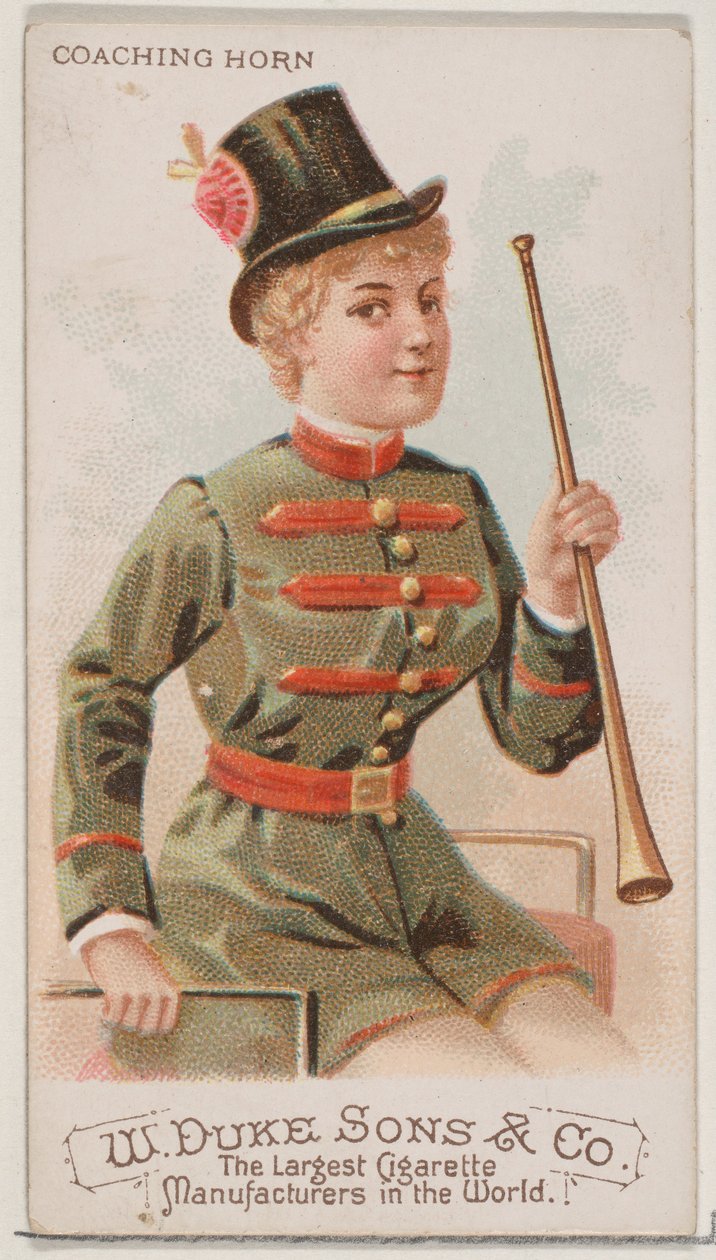 Coaching Horn, a Musical Instruments N82 sorozatból Duke márkájú cigarettákhoz, 1888., 1888. alkotó: Schumacher and Ettlinger
