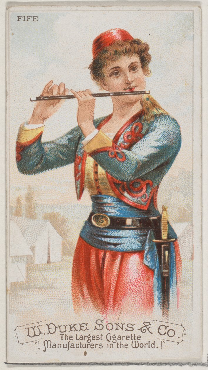 Fife, az N82 hangszerek sorozatból Duke márkájú cigarettákhoz, 1888., 1888. alkotó: Schumacher and Ettlinger