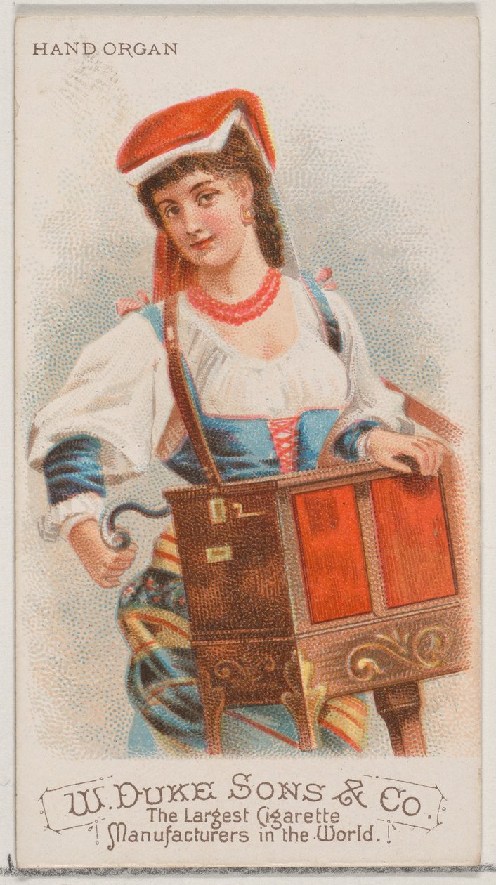 Kézi orgona, az N82 hangszerek sorozatból Duke márkájú cigarettákhoz, 1888., 1888. alkotó: Schumacher and Ettlinger