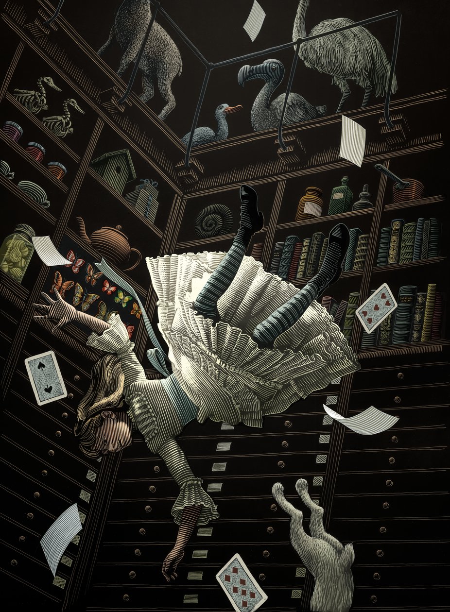 Alice kalandjai Csodaországban, 2005 (scratchboard, digitálisan színezve) alkotó: Scott McKowen