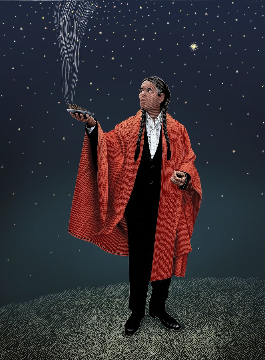 Melchior, 2022 (scratchboard, digitálisan színezve) alkotó: Scott McKowen