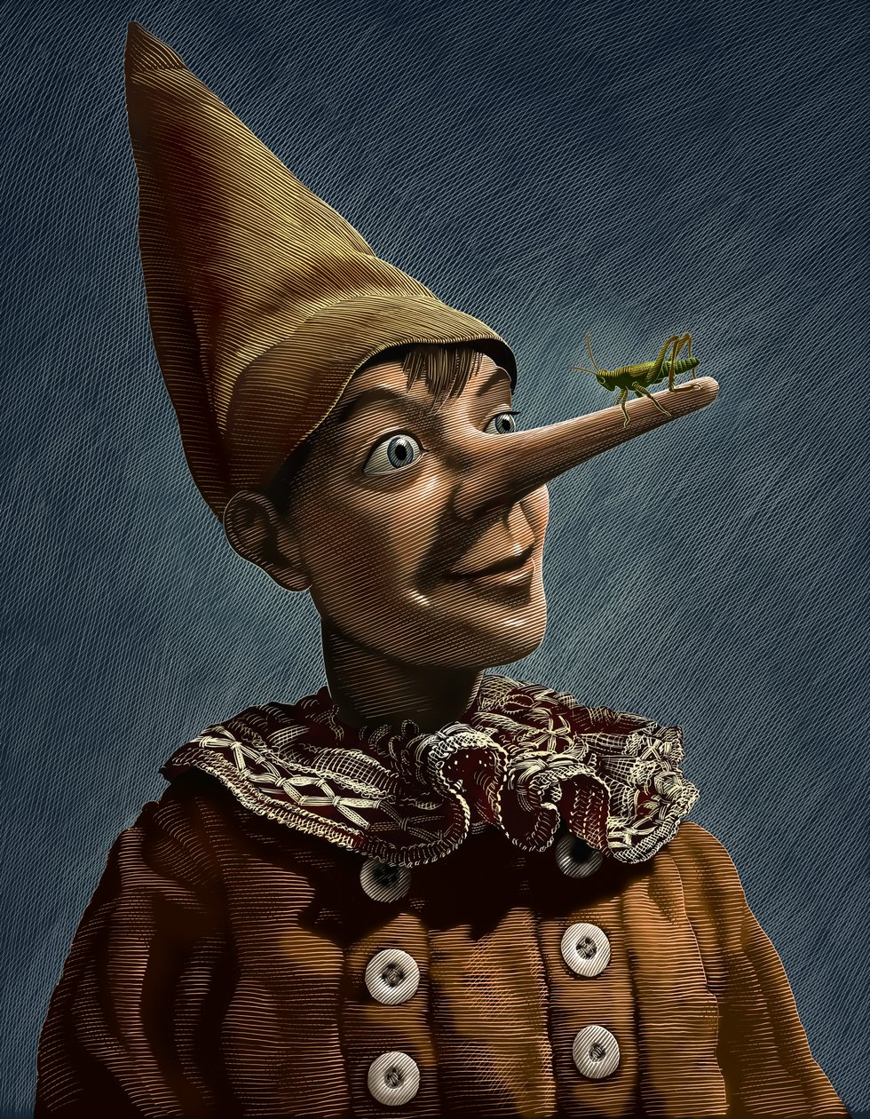 Pinokkió, 2013 (scratchboard, digitálisan színezve) alkotó: Scott McKowen