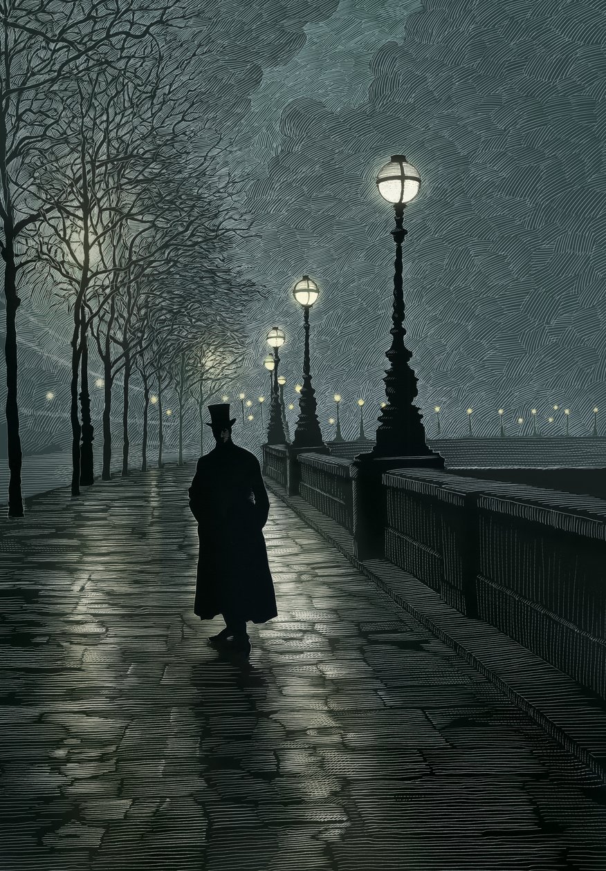 Sherlock Holmes, 2004 (scratchboard, digitálisan színezve) alkotó: Scott McKowen