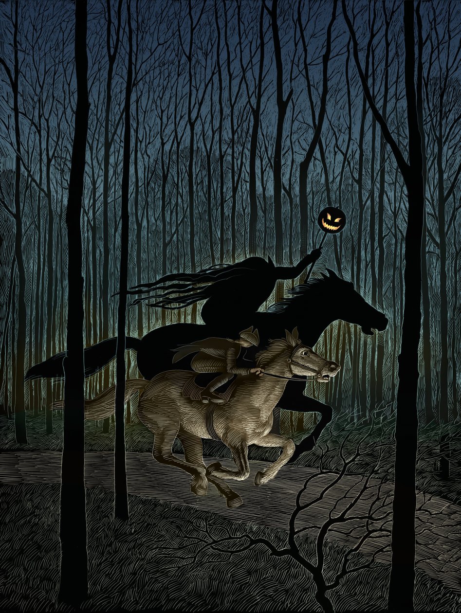 The Legend of Sleepy Hollow, 2012 (scratchboard, digitálisan színezve) alkotó: Scott McKowen