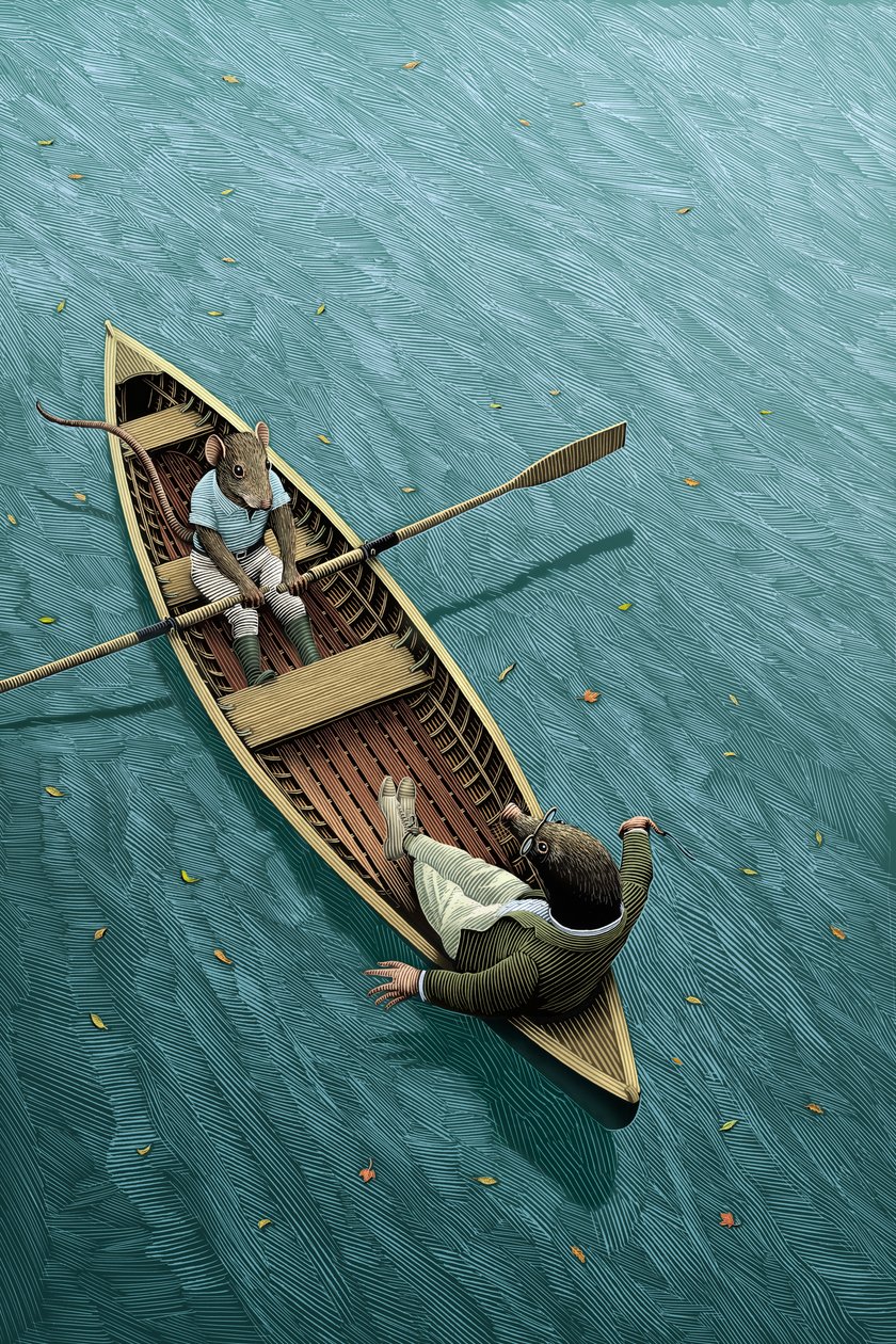 The Wind in the Willows, 2005 (karcolótábla, digitálisan színezve) alkotó: Scott McKowen