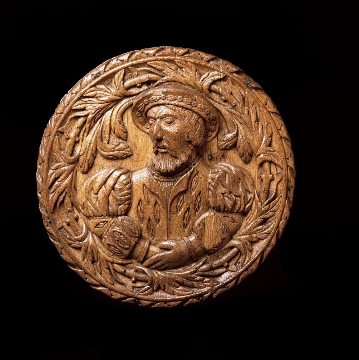 Roundel, a skóciai V. Jakabot (1512-42) képviseli, a Stirling Castle Kings Presence Chamber mennyezetéről, 1540 (tölgyfa) alkotó: Scottish School