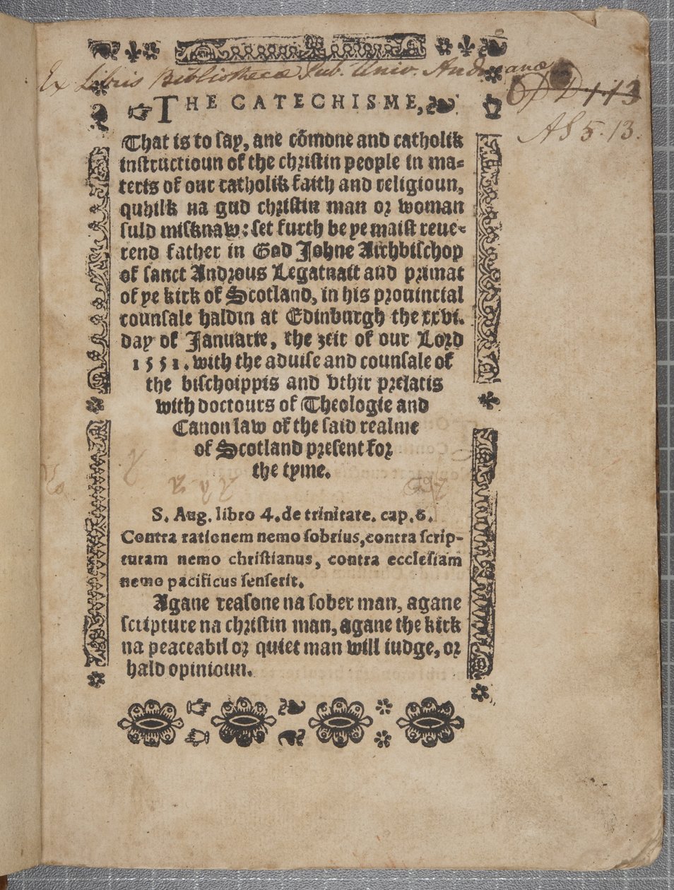 A katekizmus címlapja, 1552 alkotó: Scottish School