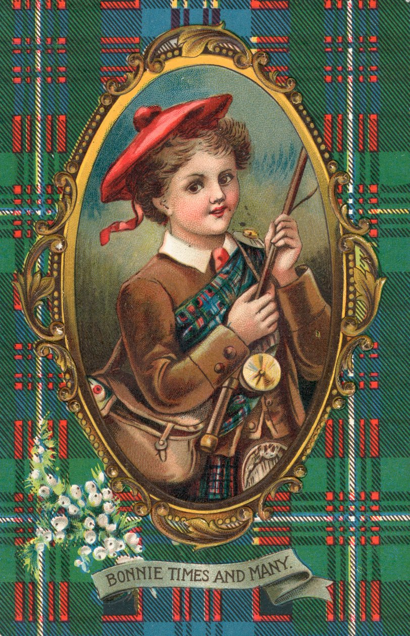 Brit újévi üdvözlőlap (színes litográfia) alkotó: Scottish School