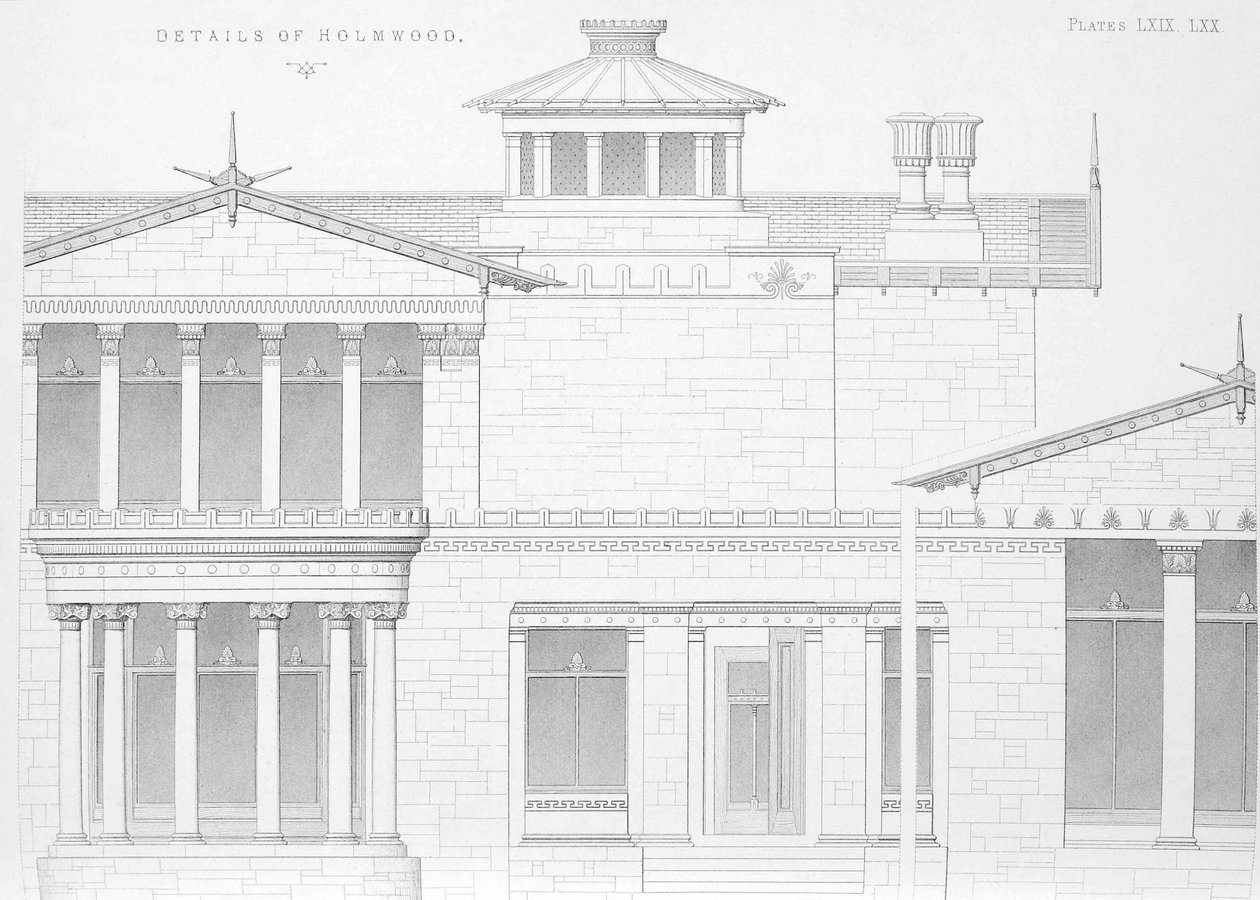 Holmwood külső részlete, Glasgow (metszet) alkotó: Scottish School