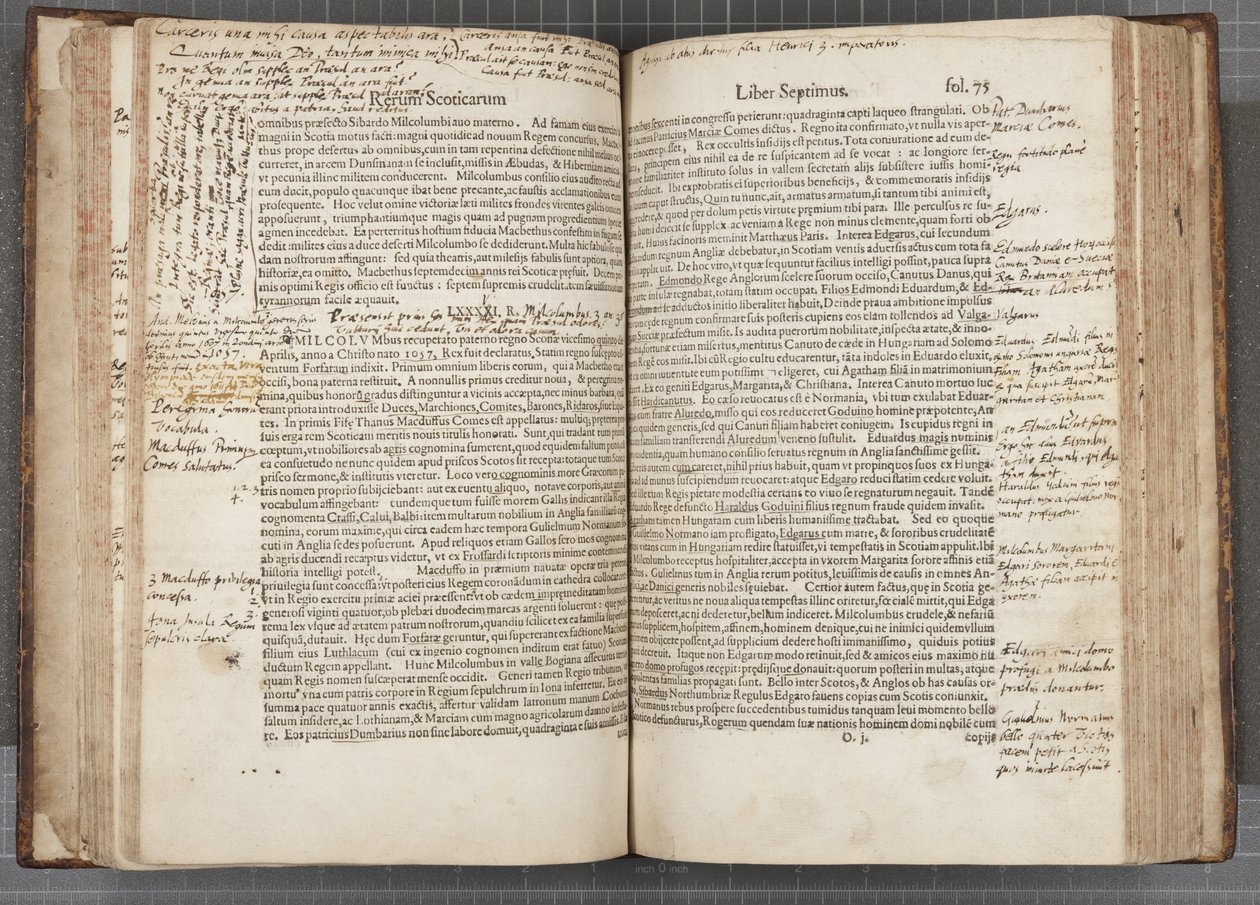 Fol 74 verso 75 recto, Historia Scoticarum, George Buchanan alkotó: Scottish School