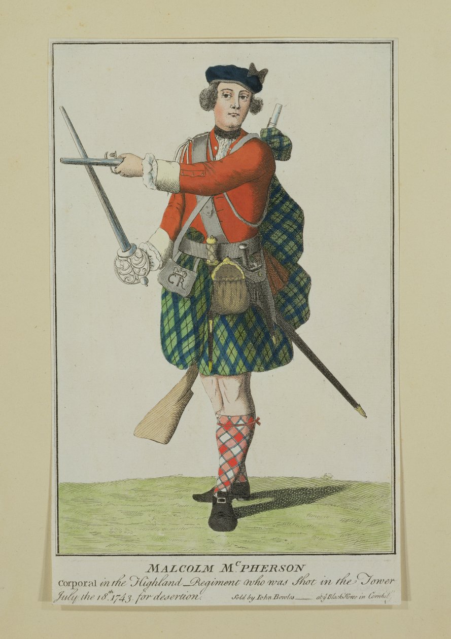 Malcolm McPherson, tizedes a Fekete Őr ezredben, Lövés a Dezertációért, 1743 alkotó: Scottish School