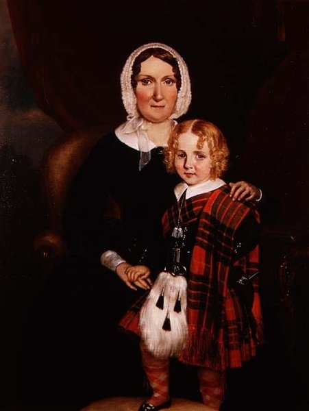 Egy skót nő portréja kisfiával, hegyvidéki ruhában, 1860 körül (olaj, vászon) alkotó: Scottish School