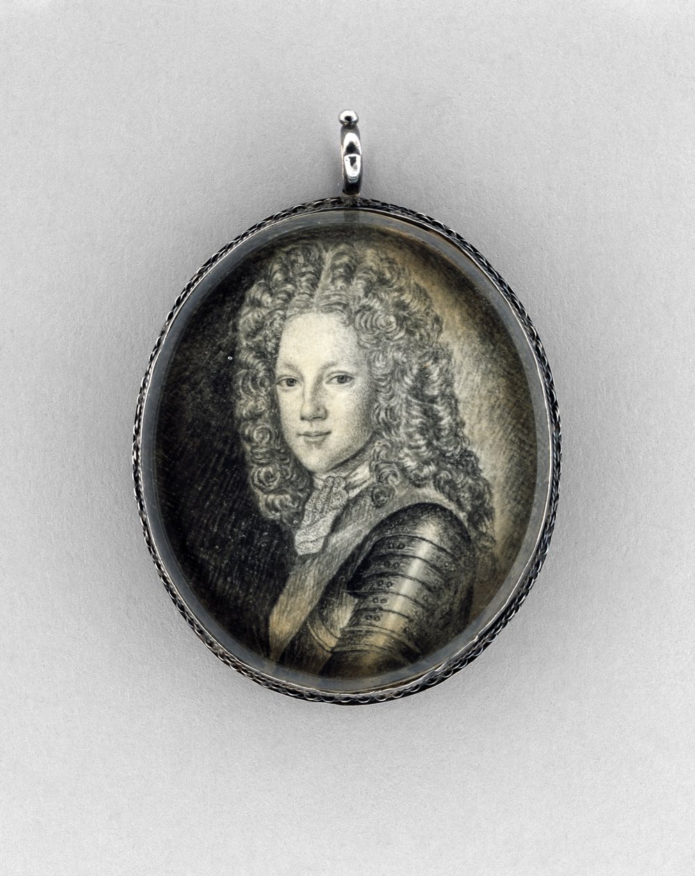 James Francis Edward Stuart herceg (The Old Pretender), 1703 körül (indiai tinta pergamen, grafit, hegyikristály és ezüst) alkotó: Scottish School