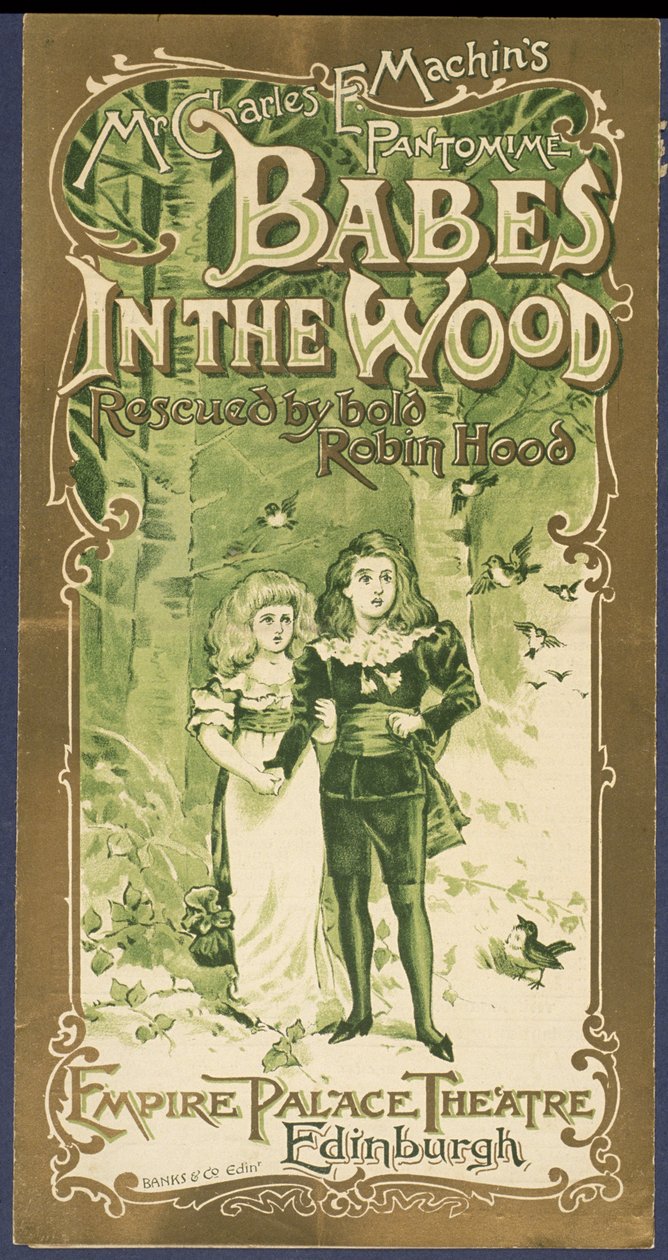 A Babes in the Wood programborítója az Empire Palace Theatre-ben, Edinburghban alkotó: Scottish School