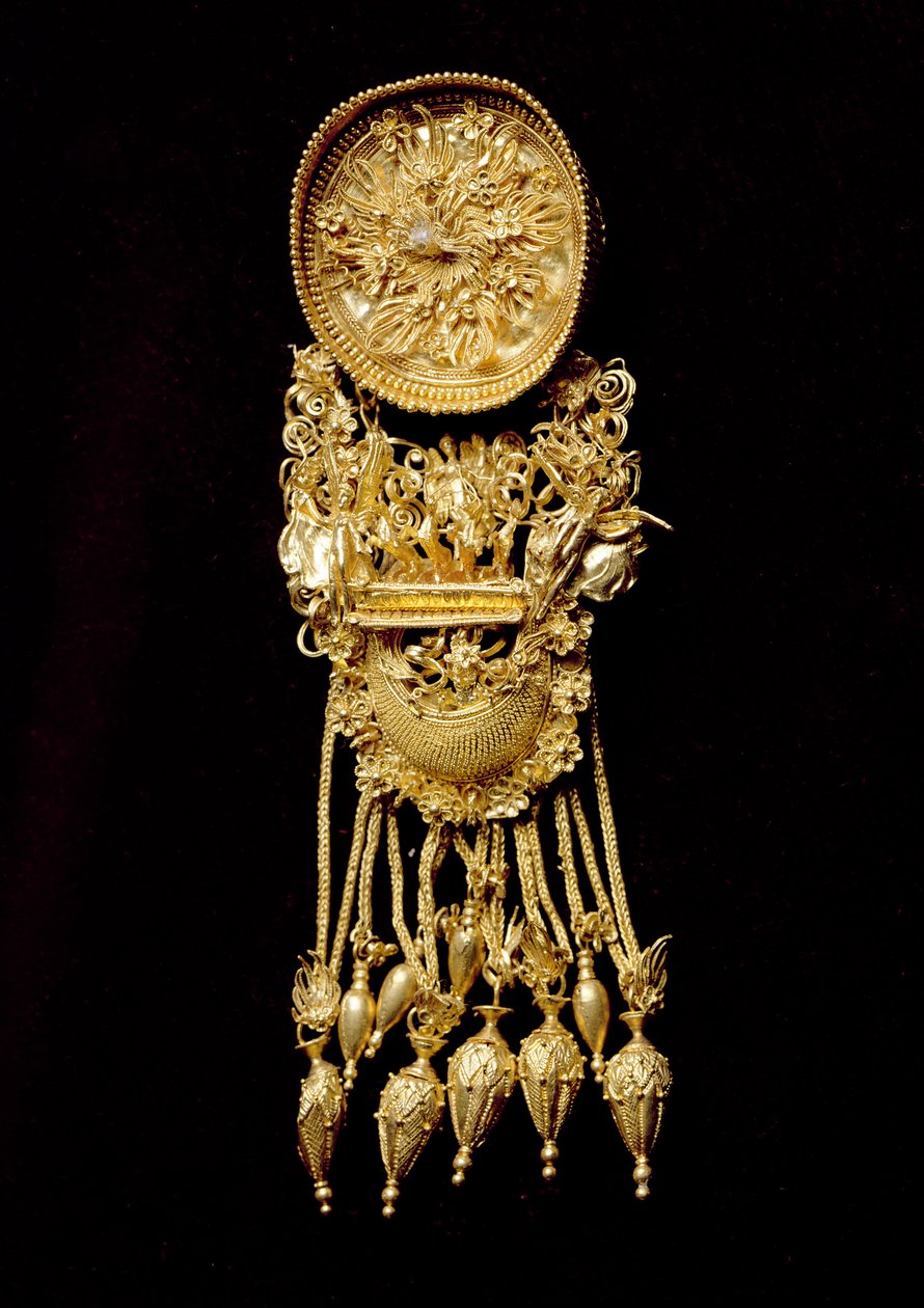 Fülbevaló, Feodosian nekropoliszból, Krímből, Kr.e. IV. század (arany) alkotó: Scythian
