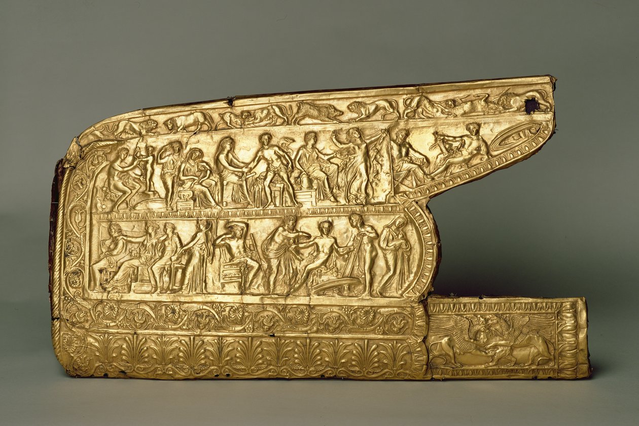 Íj és nyílvesszőkhöz való tokmány, Chertomlyk sírhalomból, Sztyeppe, Kr. e. 4. század (arany) alkotó: Scythian