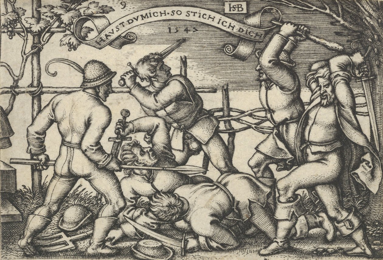 Parasztverekedés, A parasztok ünnepe vagy a tizenkét hónap című filmből, 1547. alkotó: Sebald Beham