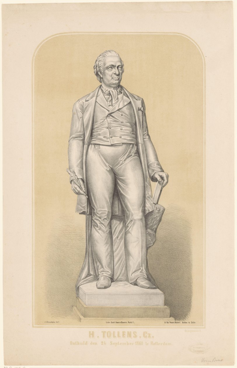 Hendrik Tollens szobra H. Tollenz, Cz, Leleplezve 1860. szeptember 24-én Rotterdamban (cím a tárgyon) alkotó: Sebastiaan Theodorus Voorn Boers