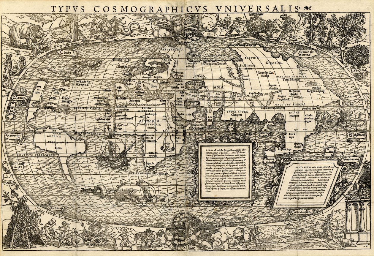 Typus Cosmographicus Universalis (világtérkép), 1532 körül (fametszet) alkotó: Sebastian & Holbein Hans the Younger Münster