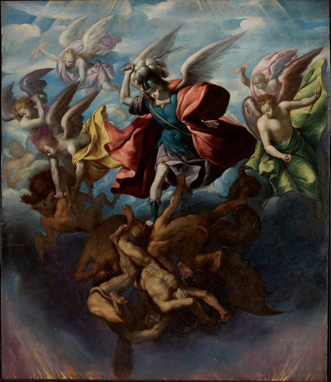 A lázadó angyalok bukása, c. 1650. alkotó: Sebastian Lopez de Arteaga