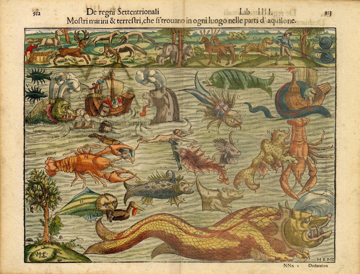 Tengeri és szárazföldi szörnyek... (Monsters of Sea  Land...) alkotó: Sebastian & Magnus Olaus (1490-1557) Münster