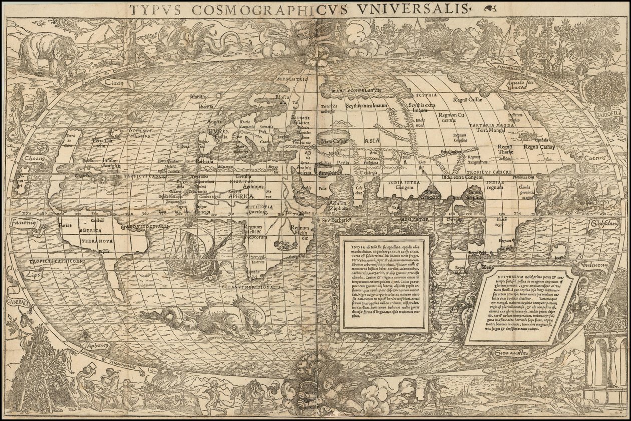1537-es világtérkép Sebastian Munster tollából alkotó: Sebastian Munster