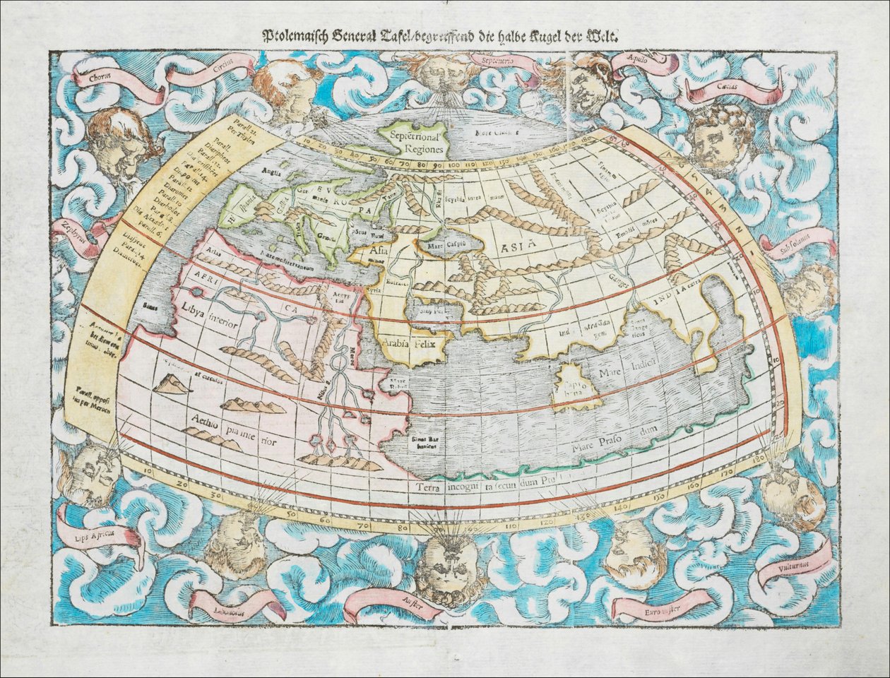 1550 Ptolemaioszi világtérkép Sebastian Münster tollából alkotó: Sebastian Munster