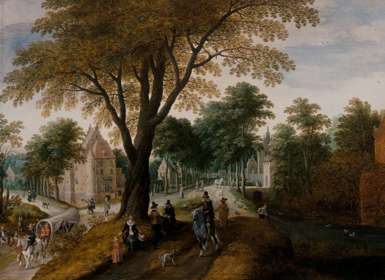 Avenue egy elegáns lovassal alkotó: Sebastian Vrancx