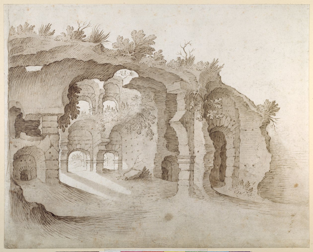 Belépés a Colosseumba (toll és tinta mosással papíron) alkotó: Sebastian Vrancx