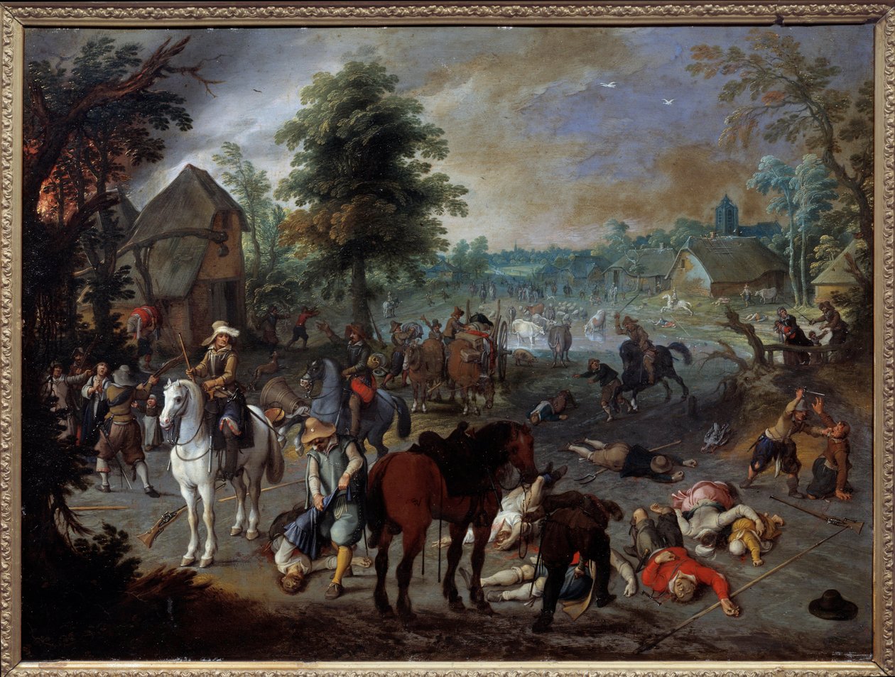 Kifosztás jelenete egy faluban Sebastien Vrancx (1573-1647) festménye (ec.flam.) 17. századi Nimes, Szépművészeti Múzeum alkotó: Sebastian Vrancx
