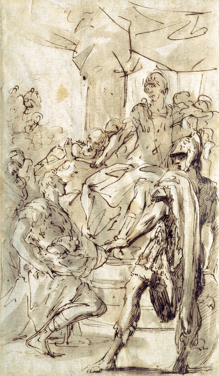 Dávid elutasítja Saul király fegyvereit alkotó: Sebastiano Ricci