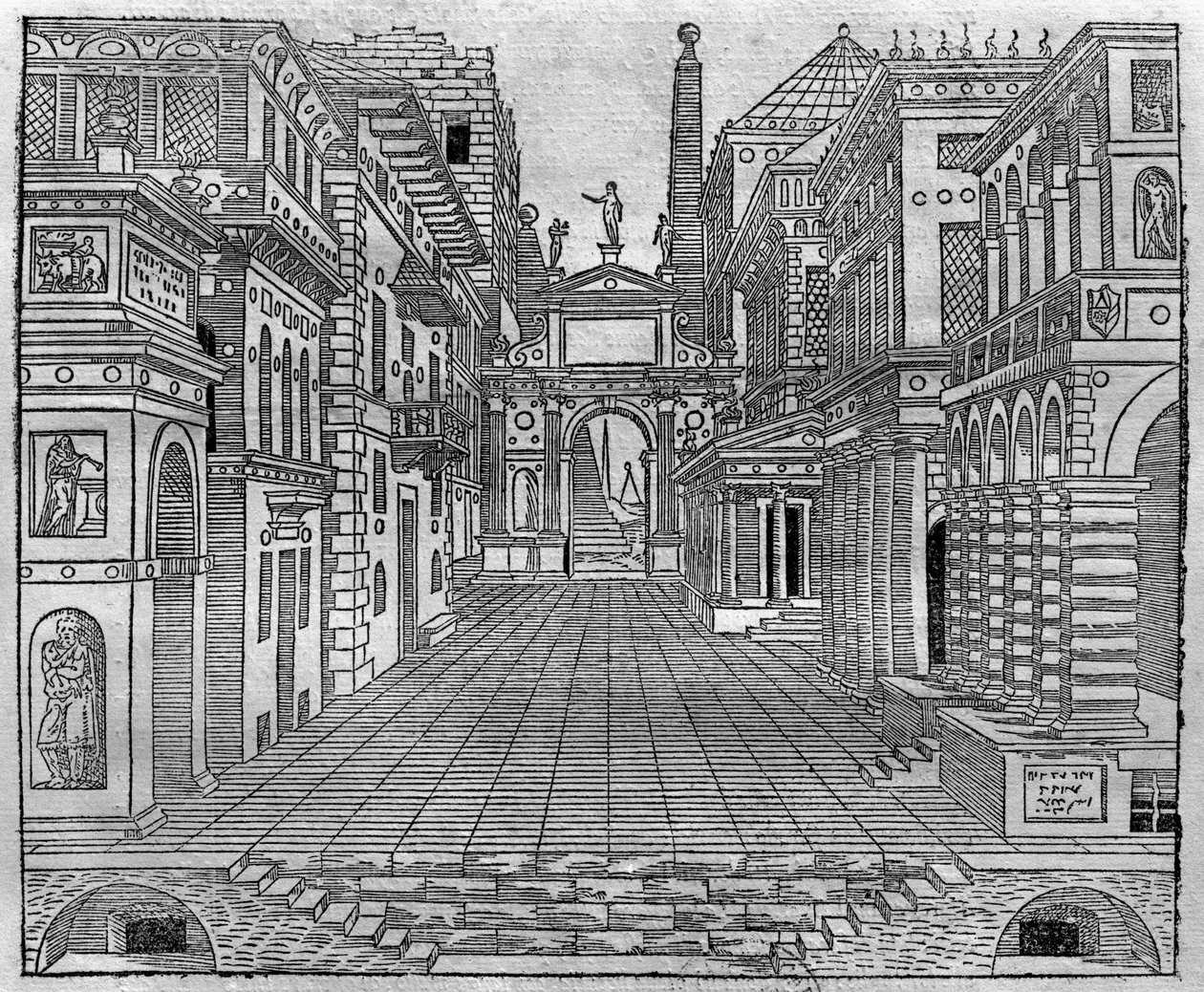 Díszlet egy tragikus jelenethez alkotó: Sebastiano Serlio