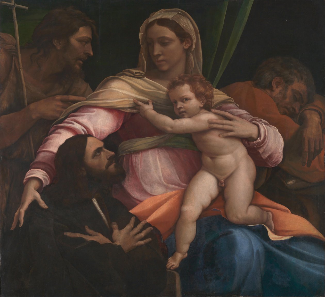 Madonna és gyermeke SS-sel. József és Keresztelő János és egy adományozó (panel) alkotó: Sebastiano del Piombo