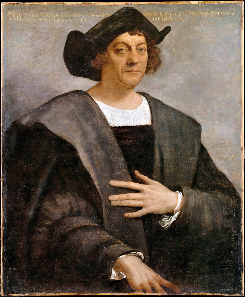 Egy férfi portréja, Kolumbusz Kristófnak mondják alkotó: Sebastiano del Piombo